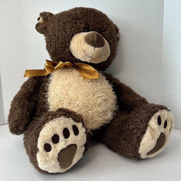 Cuddly Boutique Brown TEDDY BEAR w/paw print Wild Animal Plush 18", SUPER CUTE! - Picture 1 of 13